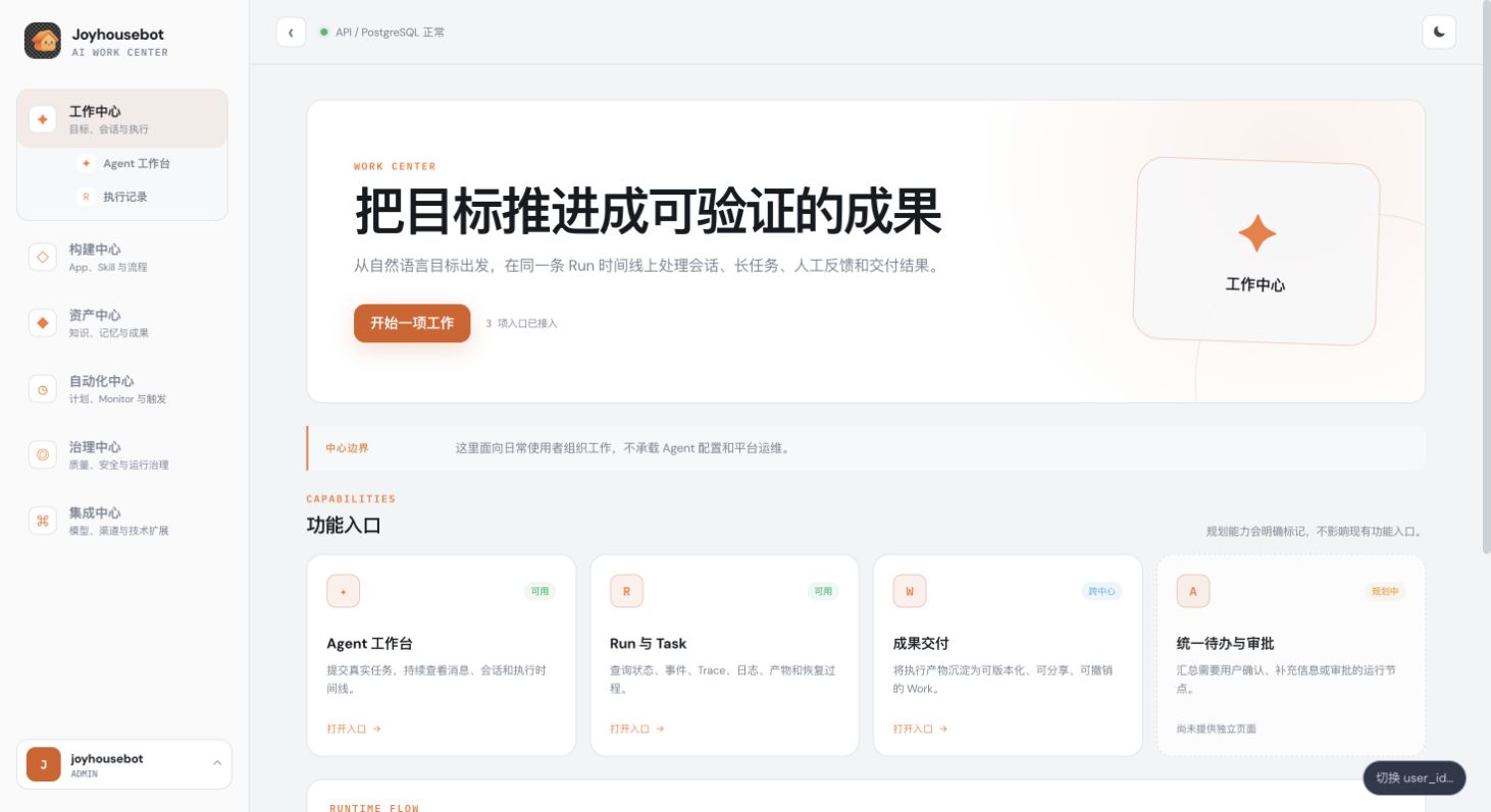 JoyhouseBot Console 工作中心